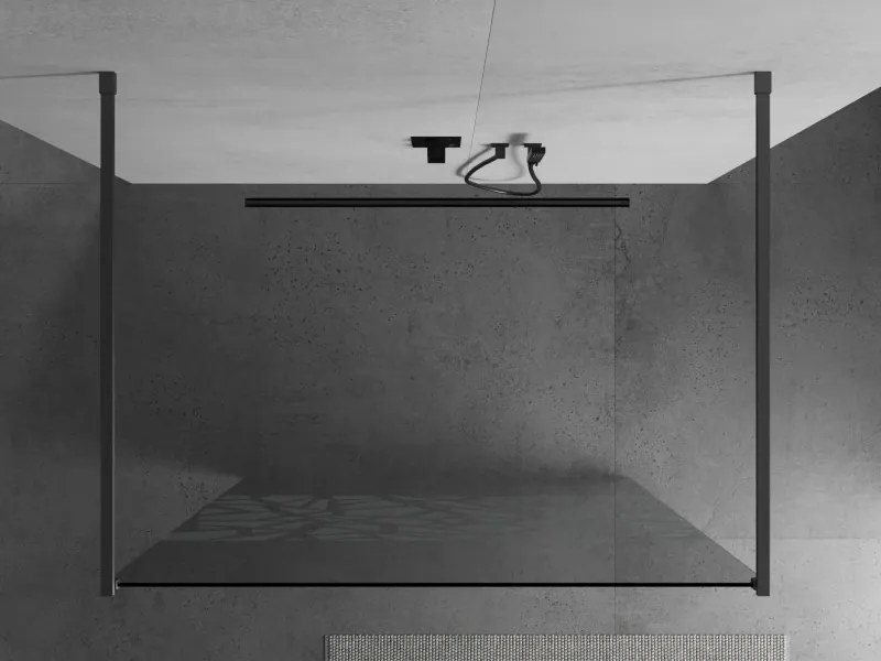 Mexen Kioto, sprchová zástena Walk-In 100 x 200 cm, 8mm číre sklo biely vzor, grafitový profil, 800-100-002-95-85