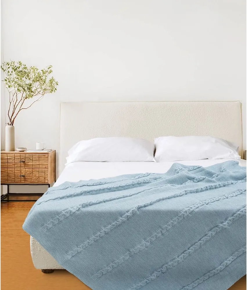 Modrý pléd 200x220 cm Trenza – Oyo Concept