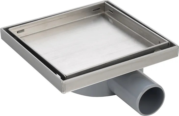 BPS-koupelny Štvorcový sprchový odtokový žľab 2in1 DL07-G1 HYD-3861 10x10 cm, satén