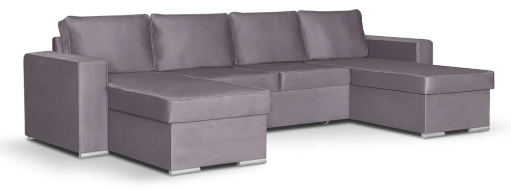 Rohová sedacia súprava s funkciou spania PANORAMO-U Fialová