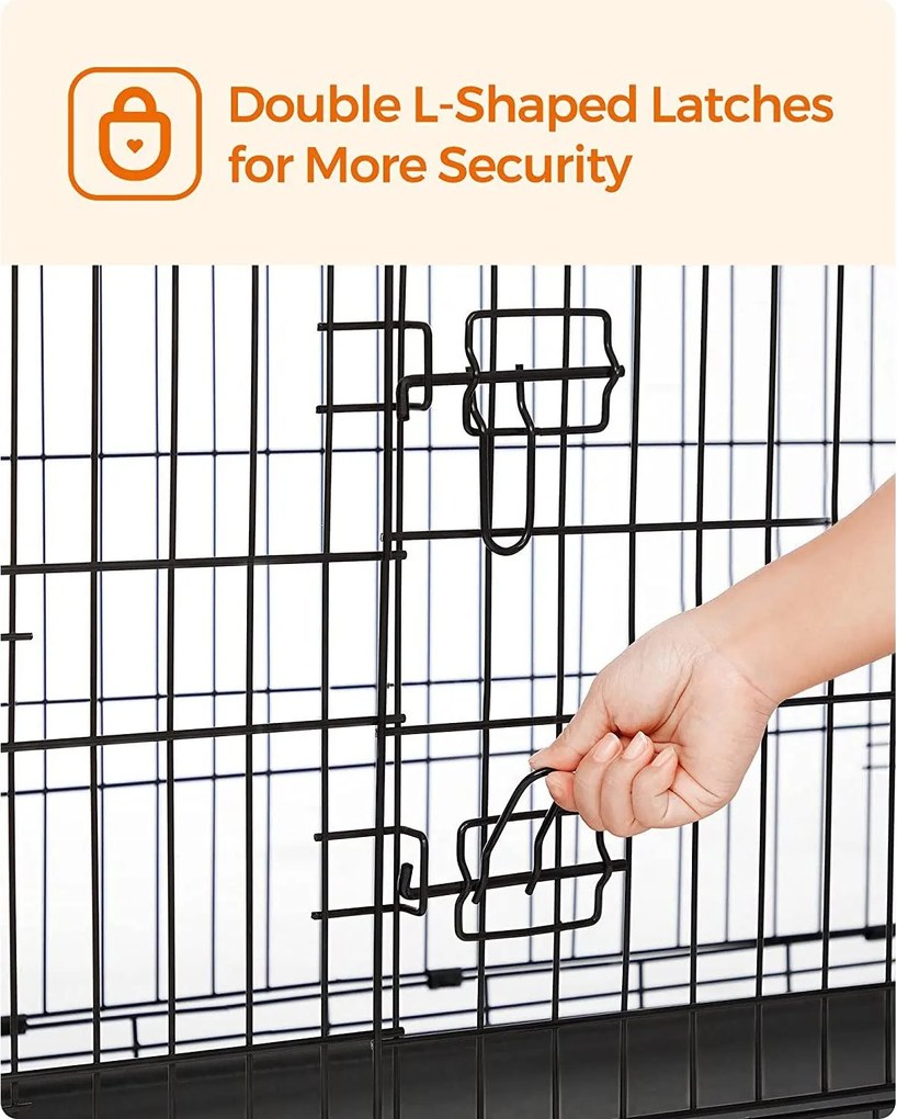 Skladacia klietka pre psa s 2 dvierkami, prepravka pre psa L, 92,5 x 57,5 x 64 cm, čierna