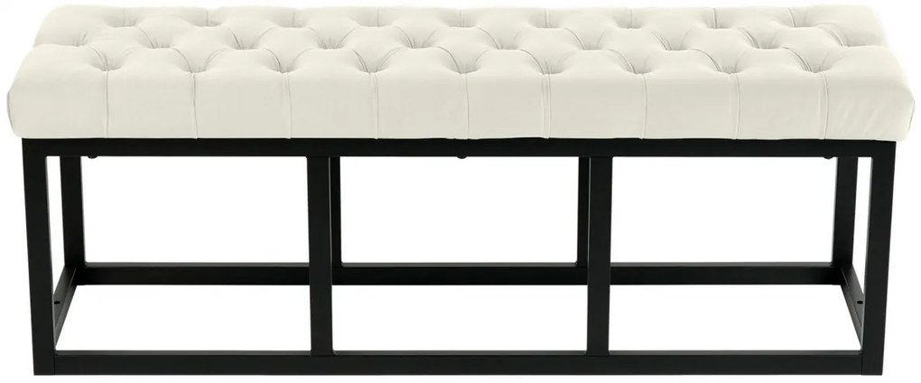 Lavica Polson - zamat, čierny rám 120 cm - Krémová