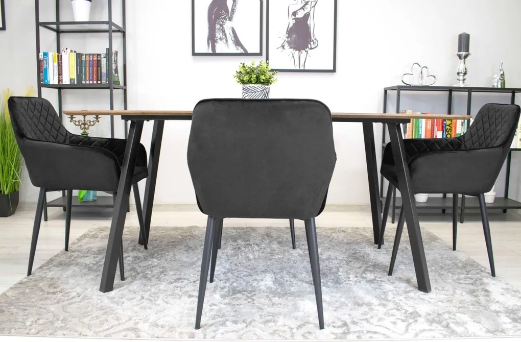 AKCIA Čierna zamatová stolička NOLA II. trieda