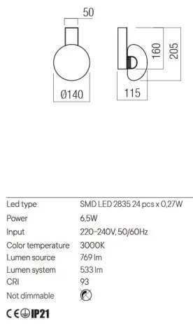 Redo 01-3240 - LED Nástenné svietidlo SINCLAIR LED/6,5W/230V CRI 93 IP21 čierna