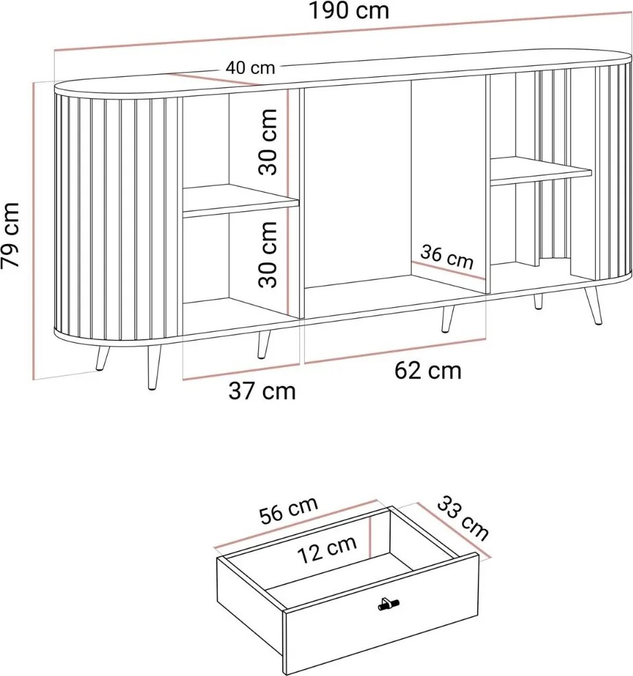 KOMODA 2D3 LANDRY 3 KAŠMÍR 190 cm