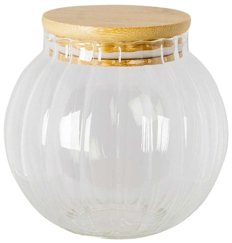 Sklenená baňatá dóza s vrchnákom S - Ø 9 * 8 cm