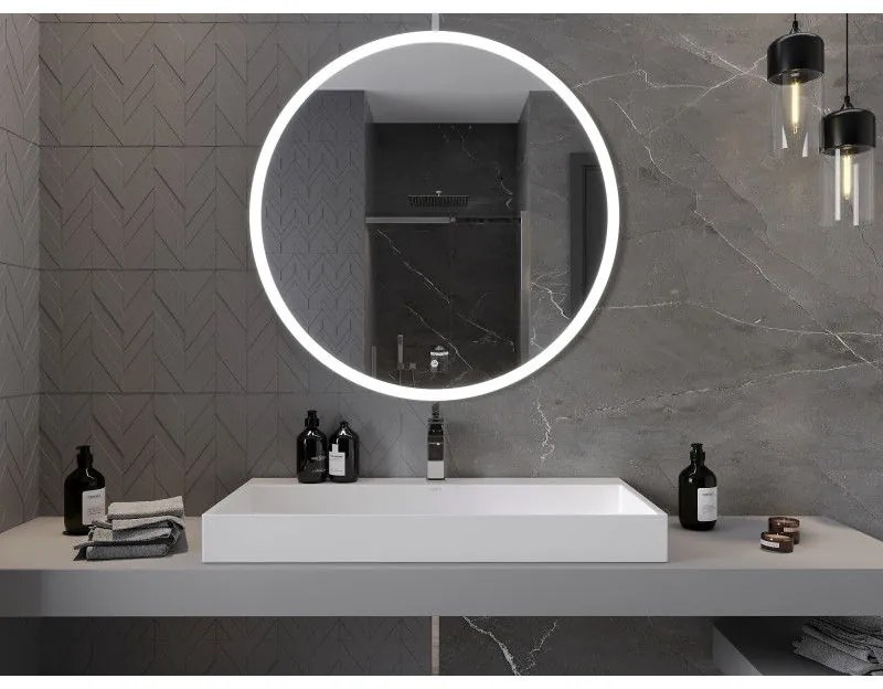 Mexen Oro, okrúhle LED podsvietené kúpeľňové zrkadlo 100 cm, 6000K, vykurovacia podložka proti zahmlievaniu, 9824-100-100-611-00
