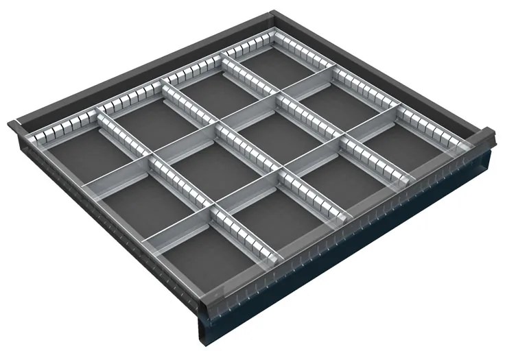 Organizér náradia do zásuvky skríň KOVOS so šírkou 720 mm, 12 priehradiek, 60 - 120 mm