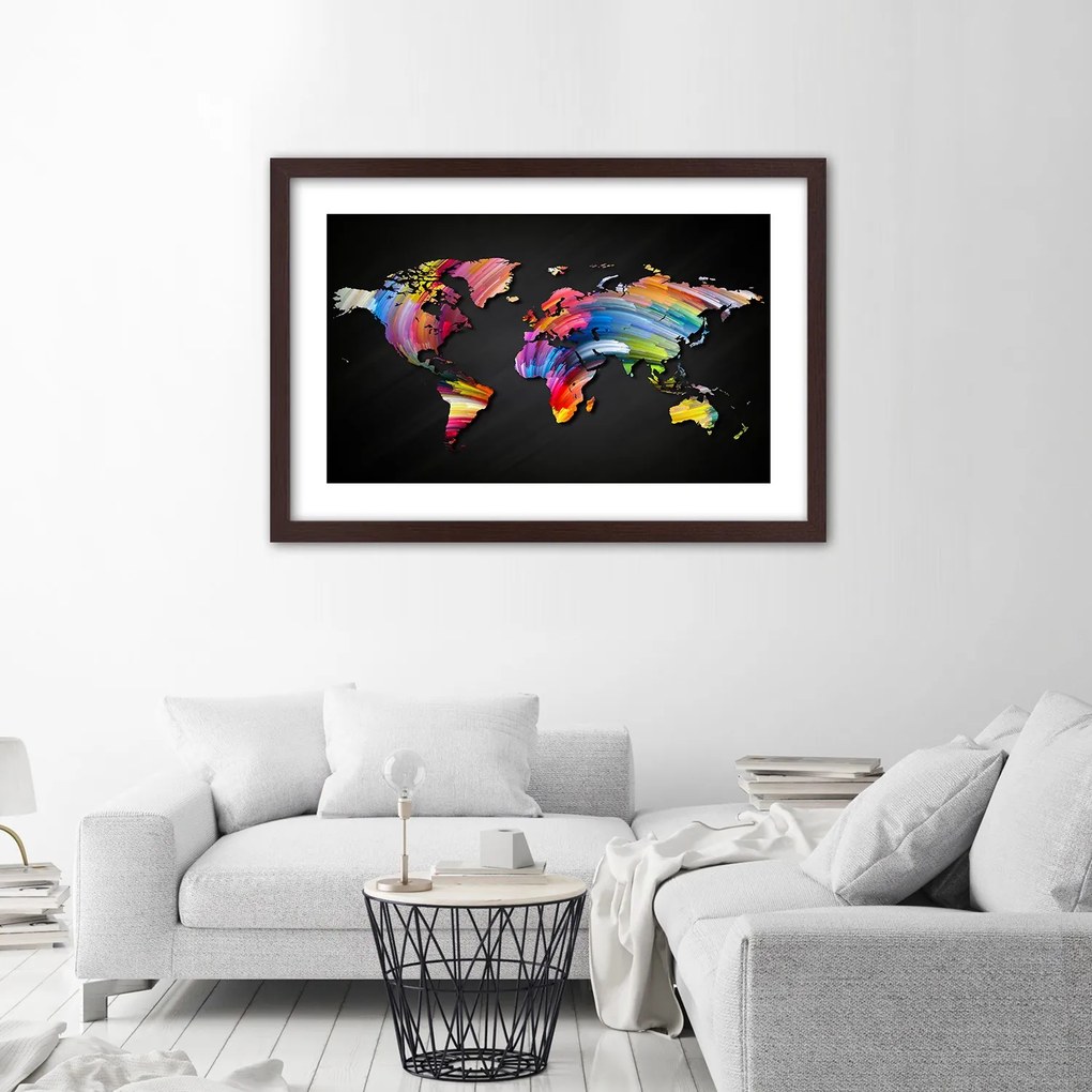 Gario Plagát Mapa sveta v rôznych farbách Farba rámu: Bez rámu, Rozmery: 60 x 40 cm
