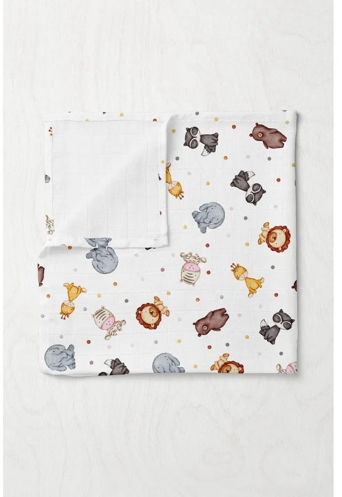 Biela mušelínová detská deka 75x100 cm Zoo – Mijolnir