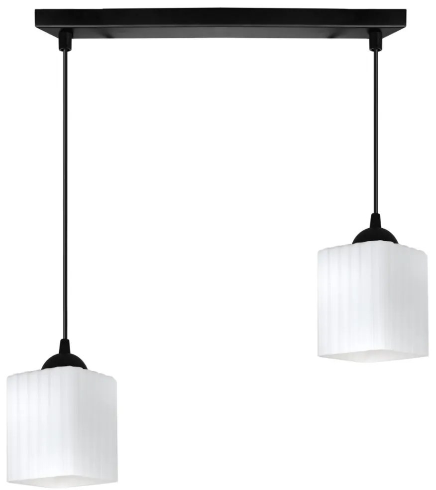 Závesné svietidlo Riffle Square, 2x biele sklenené tienidlo, b