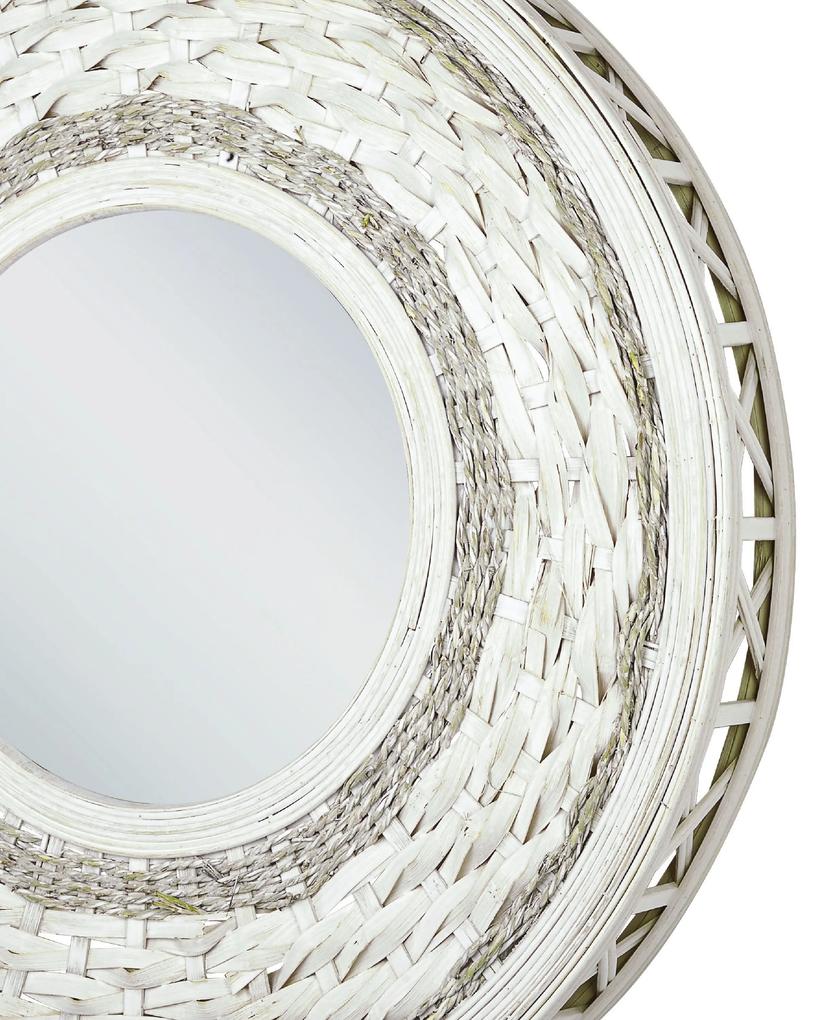 Okrúhle bambusové nástenné zrkadlo ø 61 cm prírodné SOLEDAD Beliani