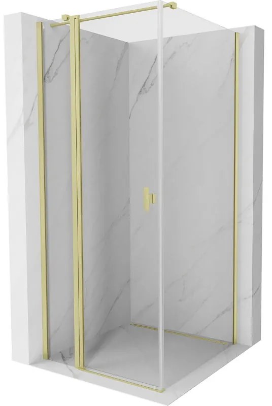 Mexen, Mexen Mist T sklápací sprchový kút 90 x 90 cm, transparentný, brúsené zlato - 8A4T-090-090-55-00