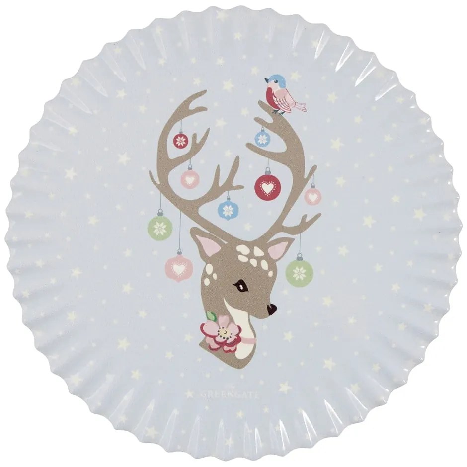 Modrý vianočný podnos Green Gate Dina, ø 20 cm