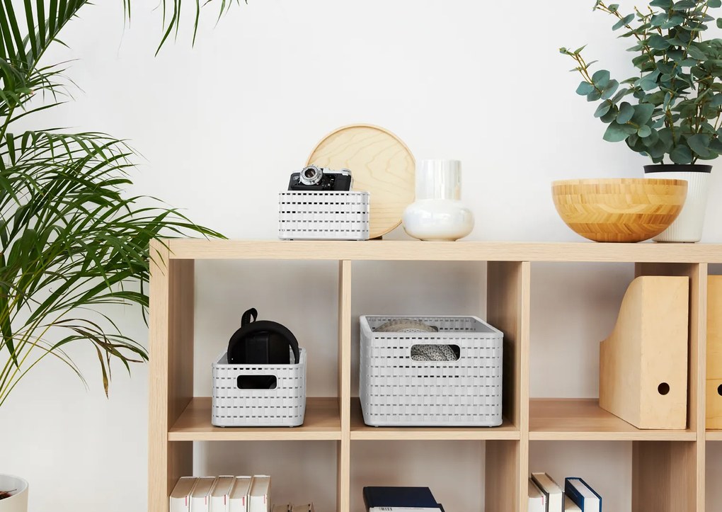 Rotho Plastový košík COUNTRY, rovný, biely (11 l - 33x24x16)