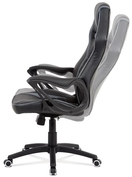 Autronic BONTEC Herné stoličky, hojdací mechanizmus, čierna ekokoža, KA-G406 GREY Farba: Čierna
