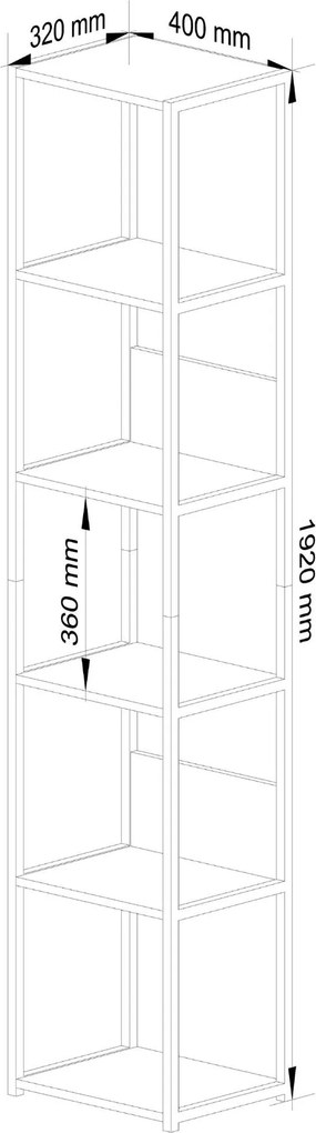 Industriálny regál Lamon 40 cm čierny/dub sonoma