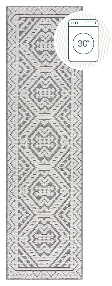 Sivý umývateľný behúň zo ženilky 60x240 cm Jaipur – Flair Rugs