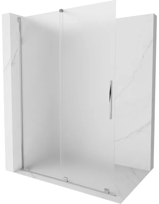 Mexen Velar, sprchová zástena s posuvnými dverami Walk-in 160 x 200 cm, 8mm sklo námraza, chrómová, 871-160-000-33-01