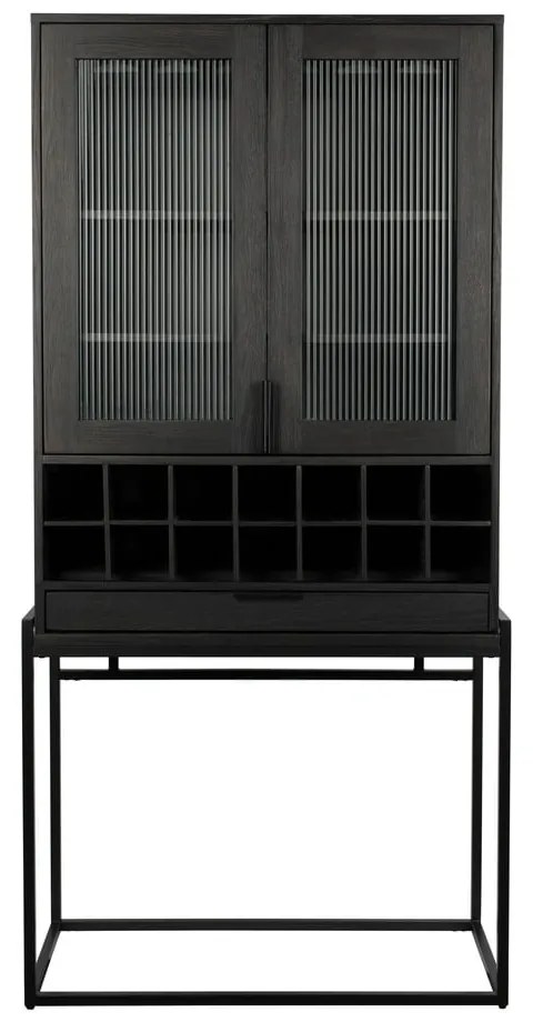 Čierna vinotéka z dubového dreva pre 20 fliaš, 89x181 cm Travis – Zuiver