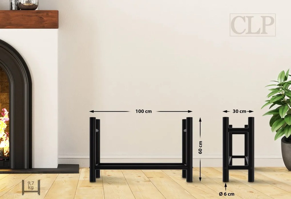 Stojan na drevo Medya round - 30x100x60 cm, kov čierny