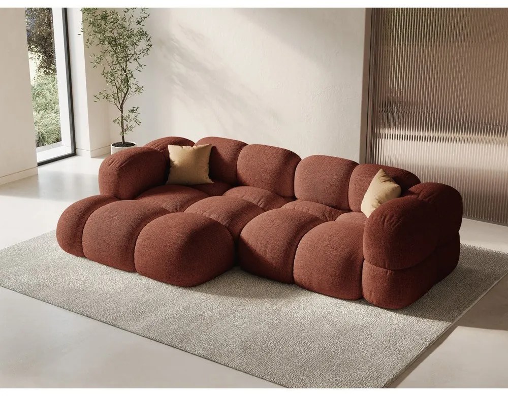 Rohová pohovka v tehlovej farbe (ľavý roh/s leňoškou) Loretto – Cosmopolitan Design