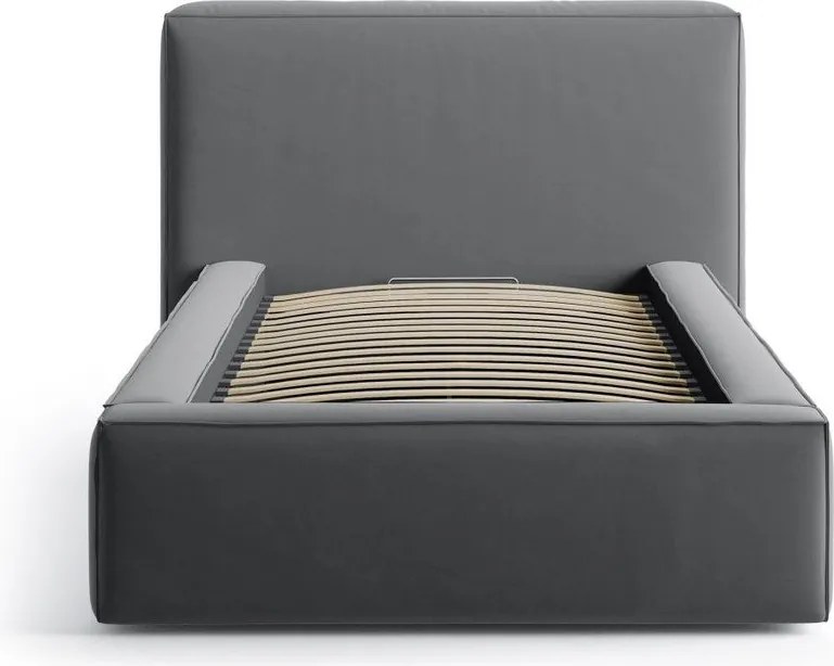 Sivá čalúnená jednolôžková posteľ s úložným priestorom s roštom 90x200 cm Jodie – Micadoni