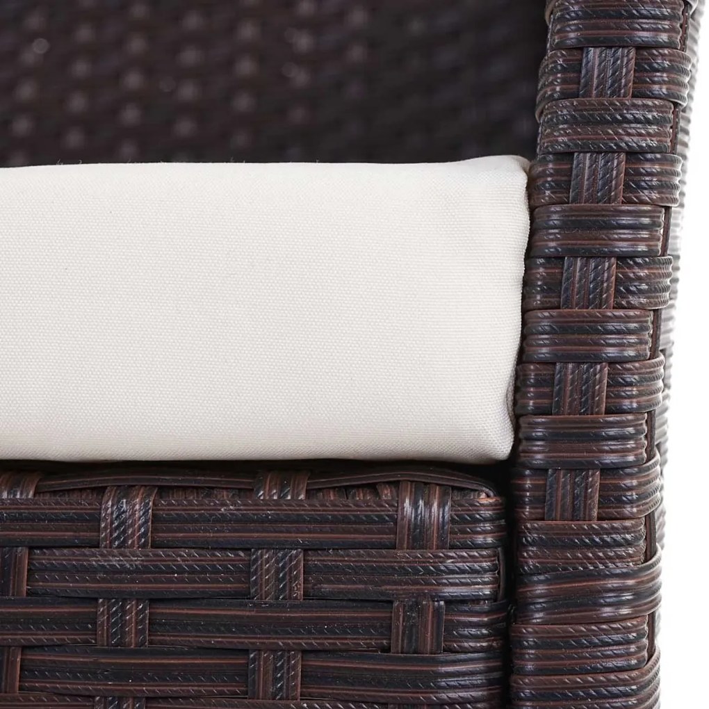 Polyratanová záhradná lavica Halden - melírovaná hnedá, vankúš krémová