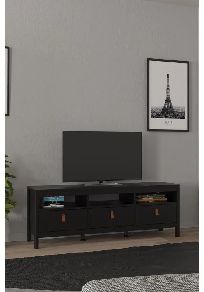 Čierny TV stolík 151x54 cm Madrid – Tvilum