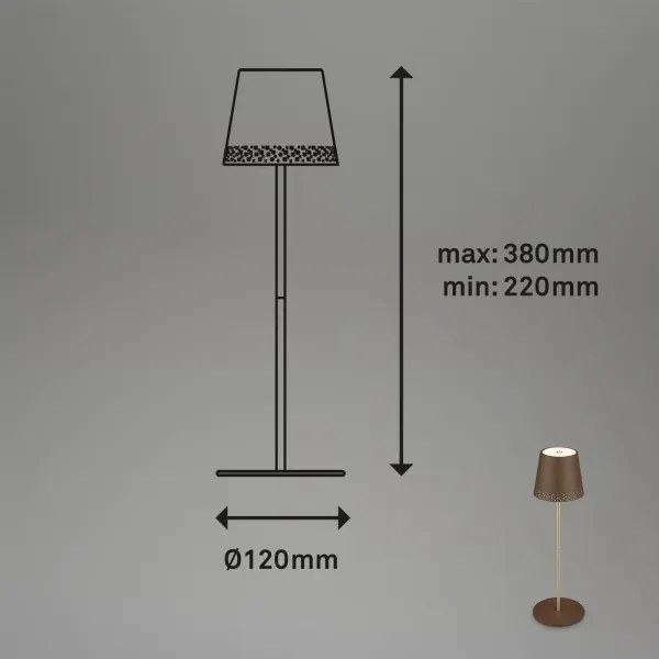 Brilo - LED stolná nabíjateľná dotyková lampa KIKI LED/2,6W/5V IP44 2600 mAh hnedá