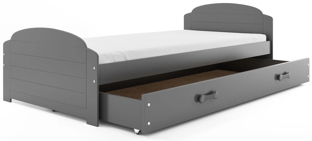 Interbeds Jednolôžková posteľ Lili2 Grafit pre teenagerov 200x90 s matracom a šuplíkom - grafitová