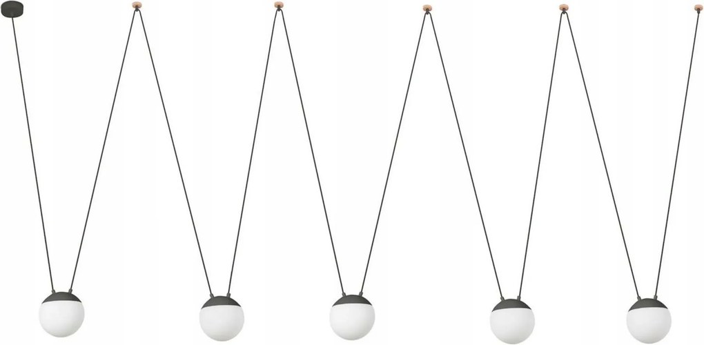 Faro Mine Glass Space 5L závesné svietidlo, šedá, variabilná inštalácia