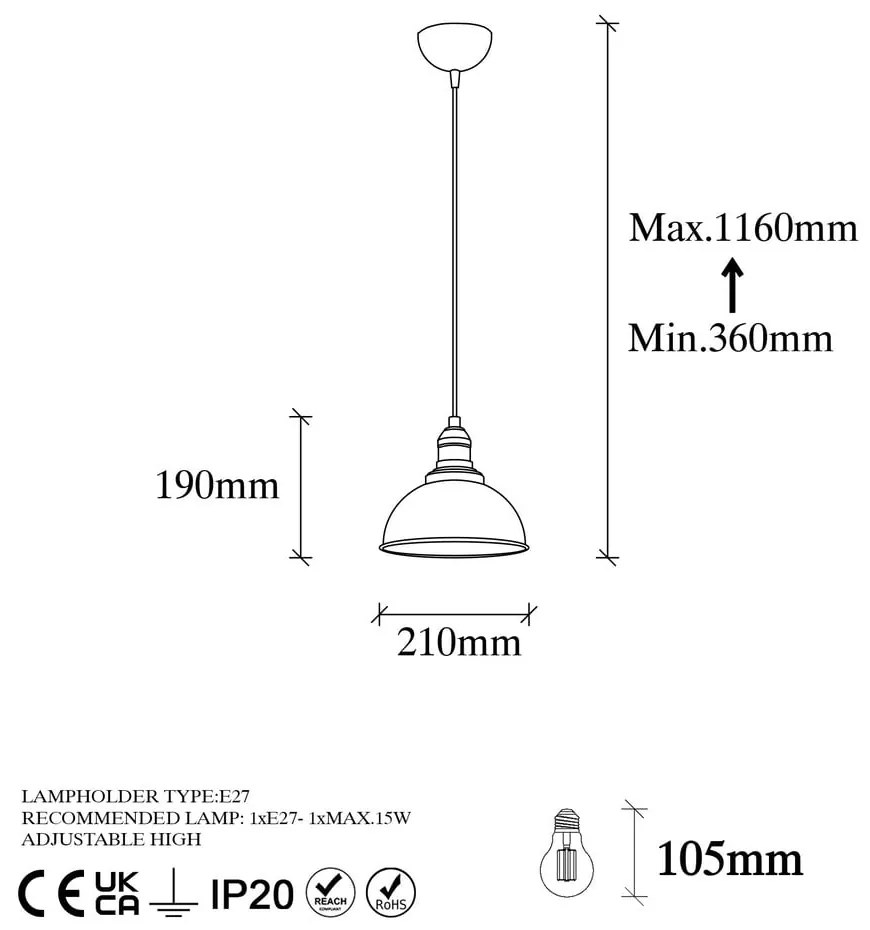 Závesné svietidlo v bronzovej farbe s kovovým tienidlom ø 21 cm Varzan – Opviq lights