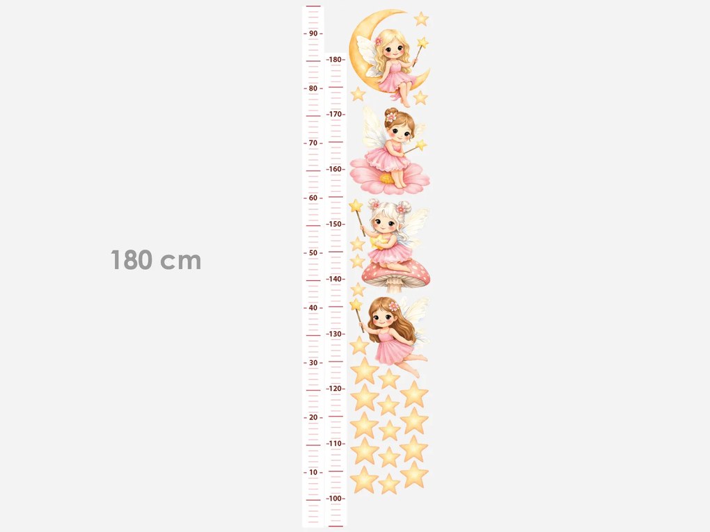 Meter ružovej víly nálepky na stenu pre dievčatá výška 160 cm