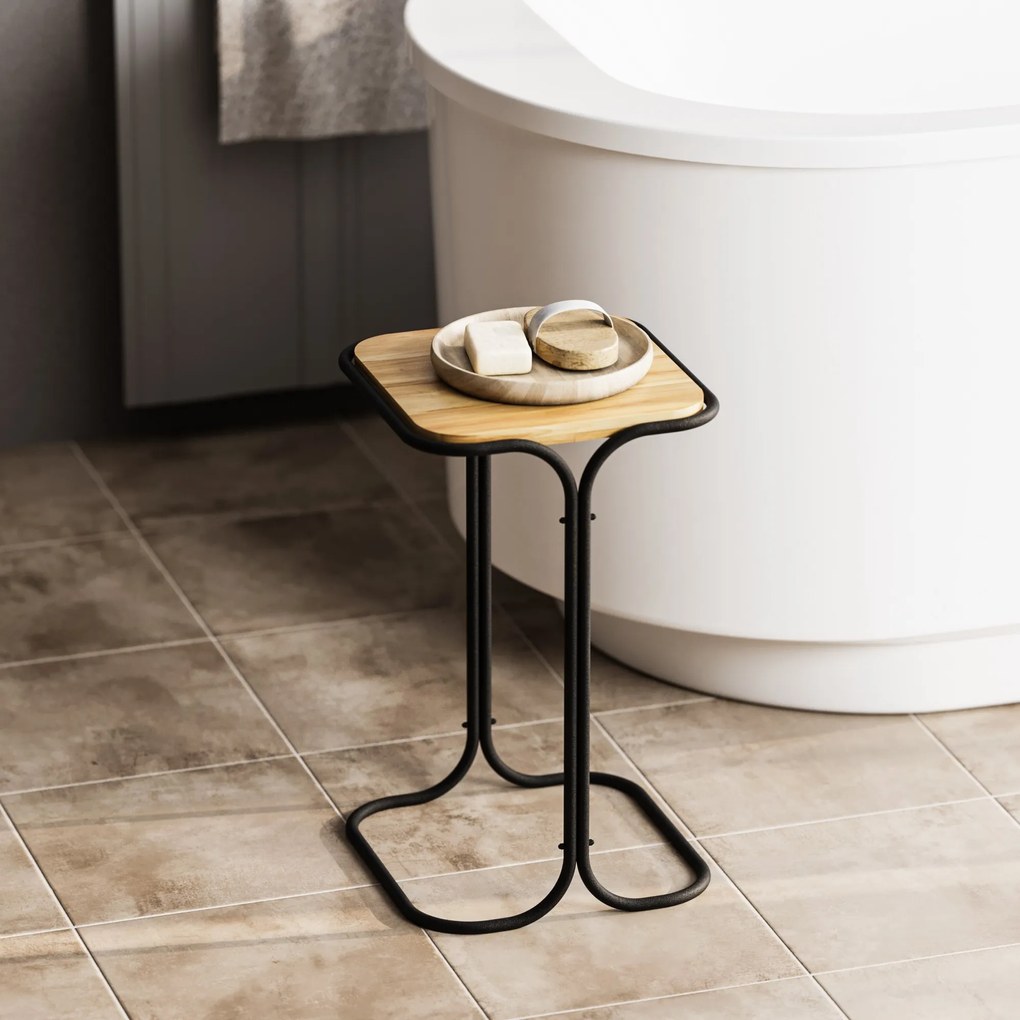 Odkladací stolík Shb-001-A z masívu čierny/dub prírodný