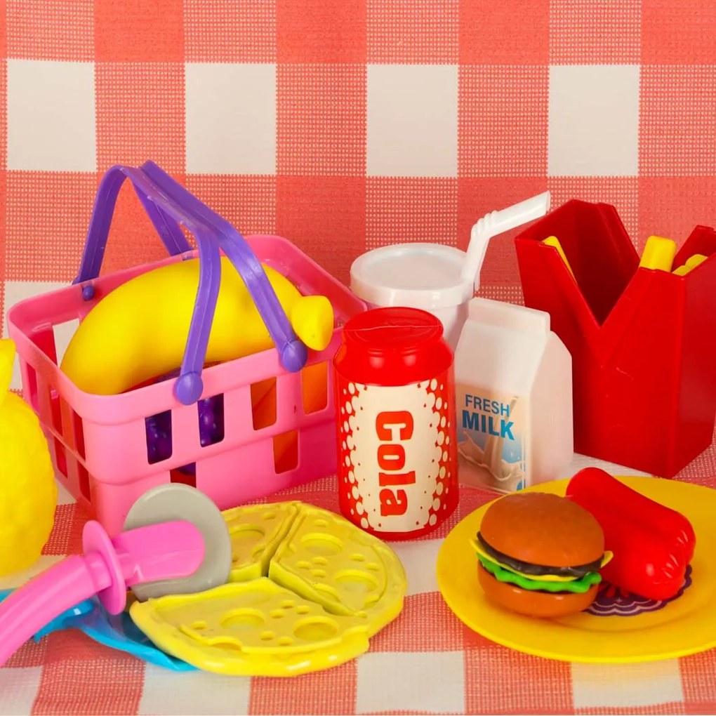 Detský piknikový kôš s rýchlym občerstvením (pizza, hamburger) KIK