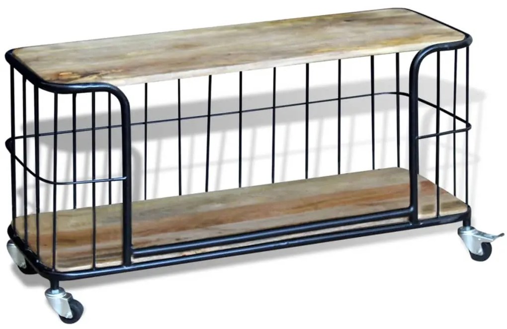 vidaXL TV stolík z masívneho mangového dreva, 100x40x45 cm