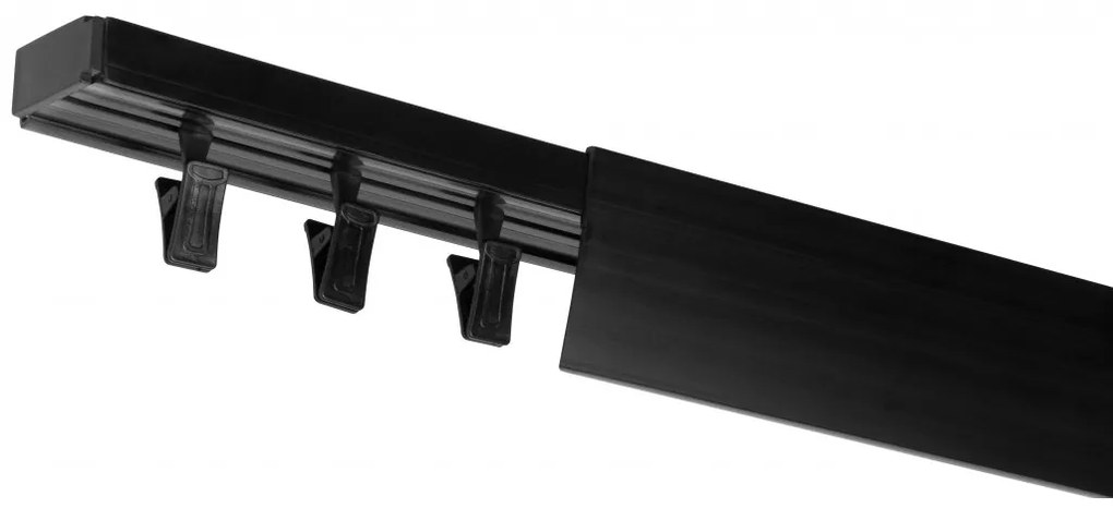 Dekodum PVC stropná lišta s krytom jednoduchá čierna Dĺžka koľajnice (cm): 400, Typ prichytenia: Žabky