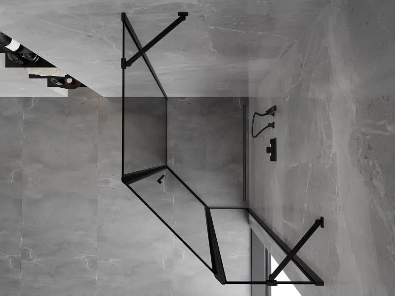 Mexen Mist, päťuholníkový sprchový kút, pravý 90 x 100 cm, číre sklo-čierny rám, 8A8-090-100-70-70-P