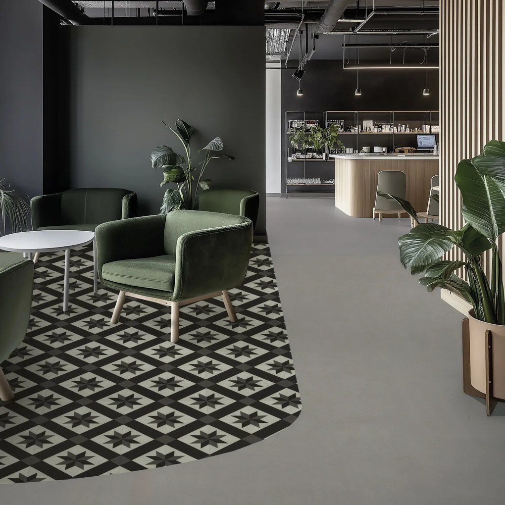 Gerflor, PVC podlaha - lino AladinTex Ultra 2226 Cordoba black/white, na mieru, šíře 4m, čiernobiela, filc, chodba / predsieň