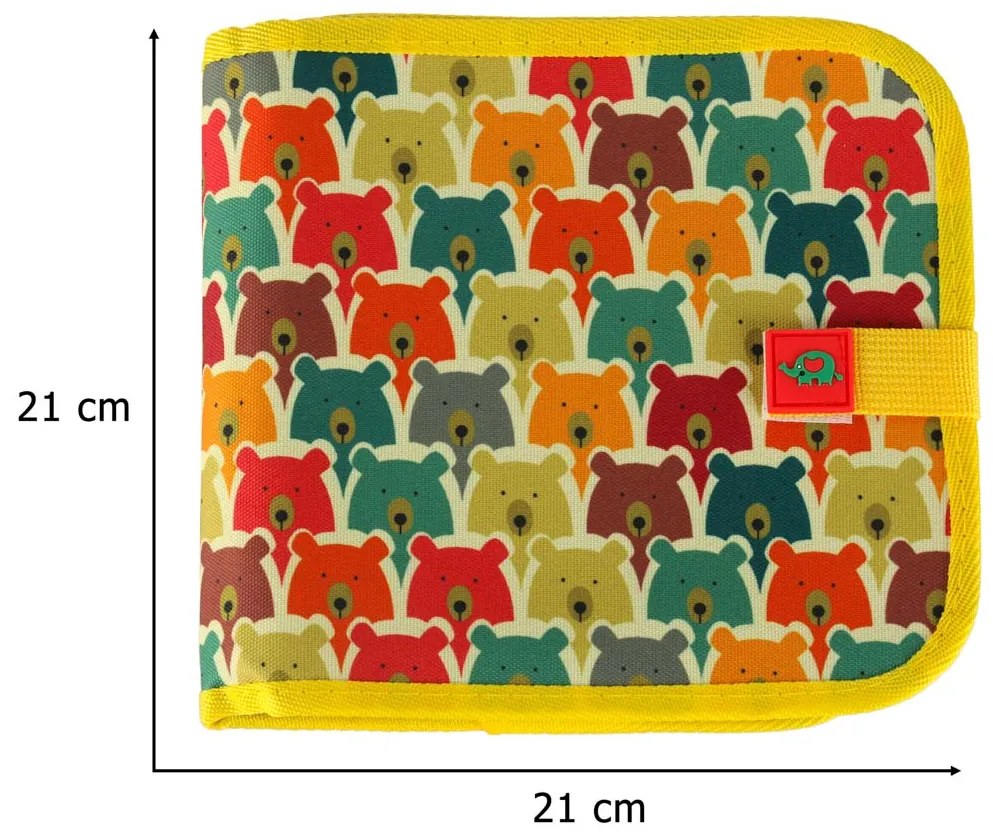 KIK Prenosný kriedový skicár Medvedík – vodotesný, umývateľné kriedové fixky, 14 strán