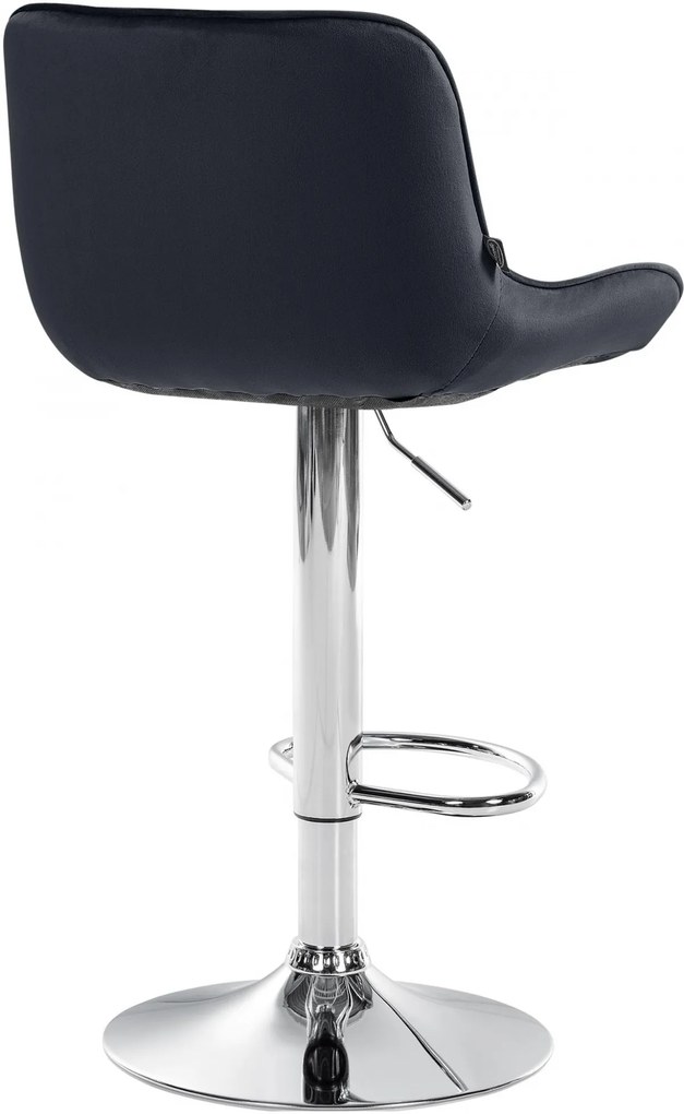 Design-Shop 2x Barová stolička Vonore - zamat, chróm rám - Čierna