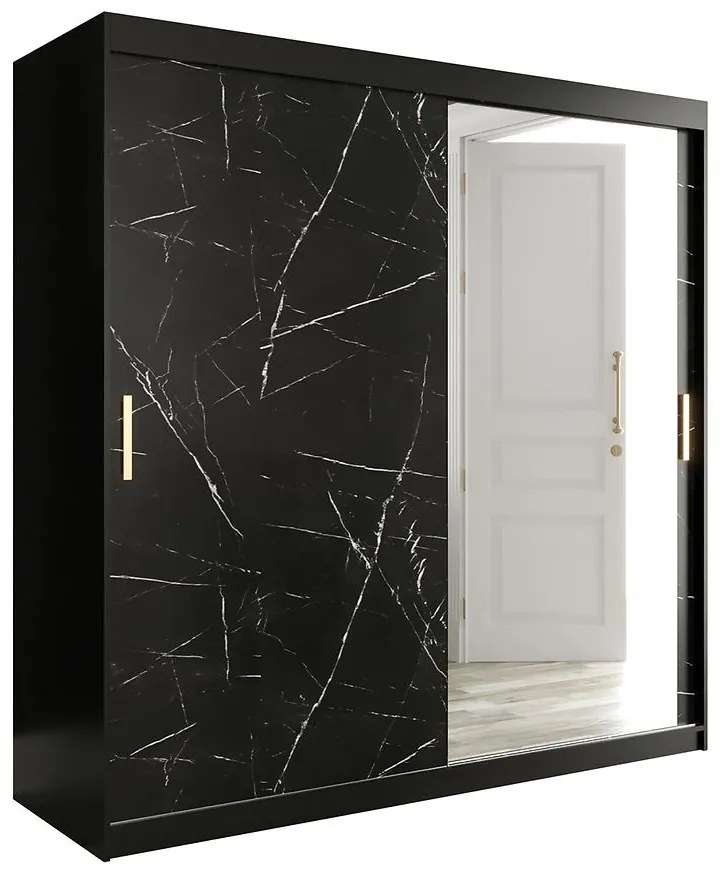 Skriňa Marmur T2 200 čierna/mramor čierna