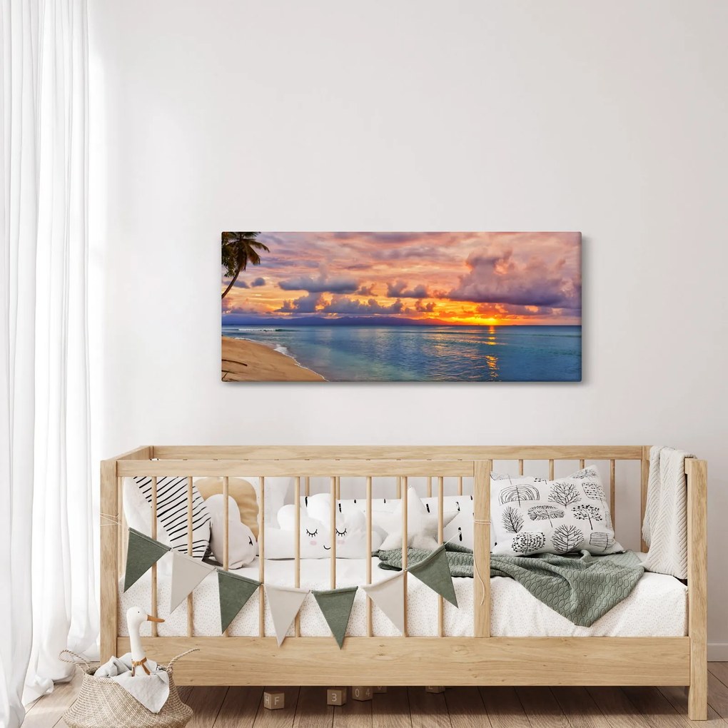 Obraz - Západ slnka na pláži (120x50 cm)