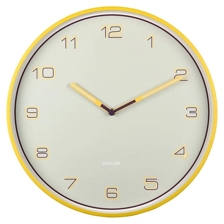 Dizajnové nástenné hodiny Karlsson 6013BY žlté,priemer 40 cm