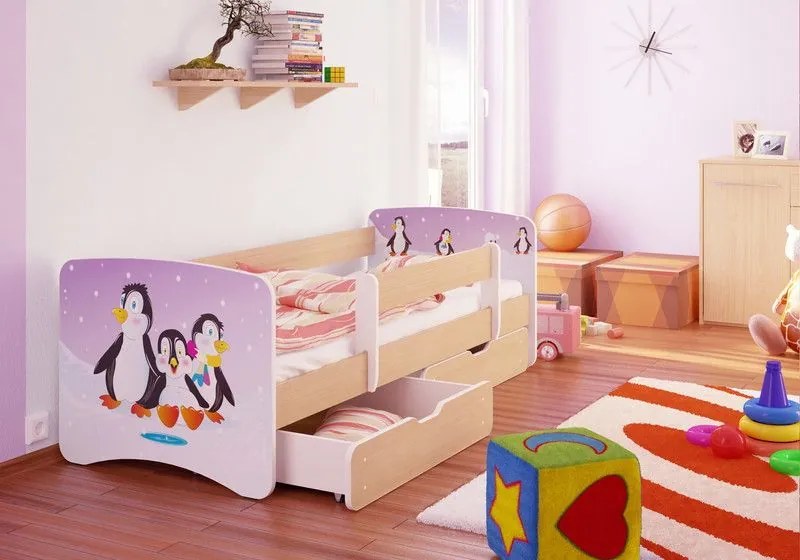 MAXMAX Detská posteľ Tučniaci funny 160x90cm - bez šuplíku 160x90 pre všetkých NIE