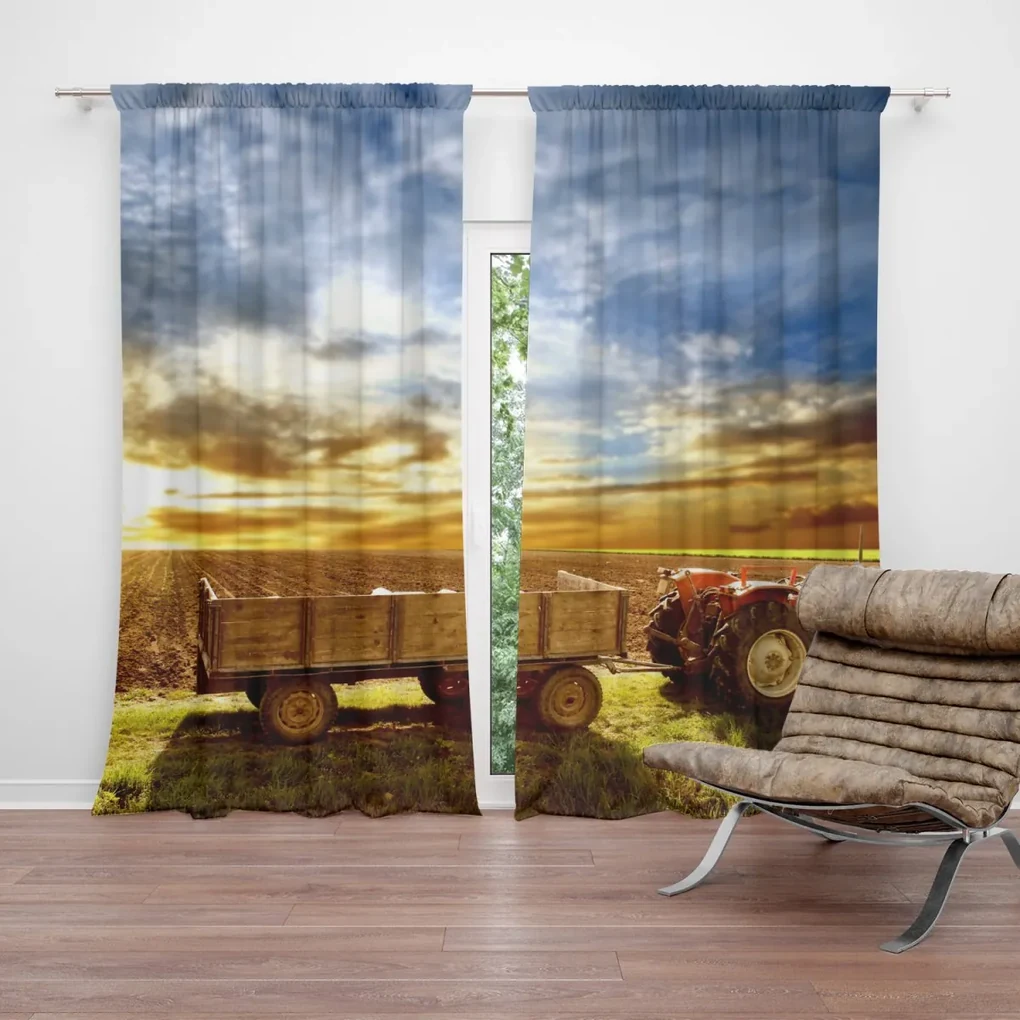 Sablio Záves Traktor s prívesom: 2 ks 140x250 cm
