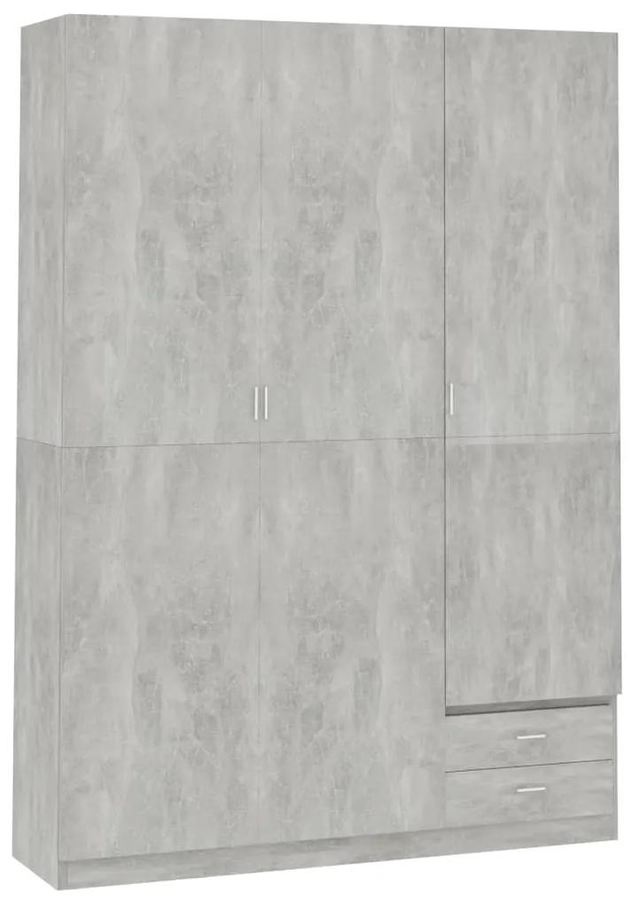 vidaXL 3-dverový šatník, betónový sivý 120x50x180 cm, drevotrieska