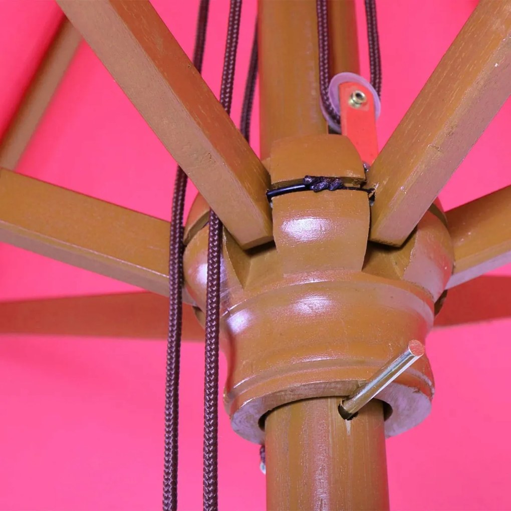 Slnečník Florida Ø 3m - polyester/drevo - ružová