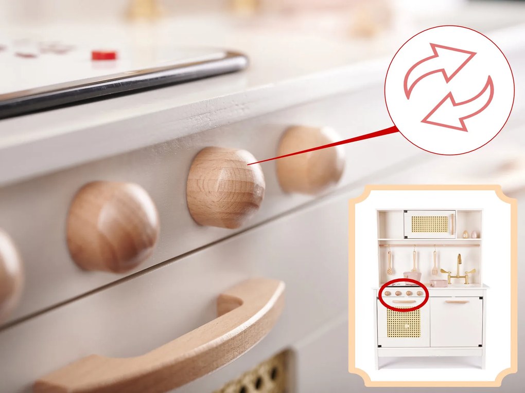 KIK Detská drevená retro kuchynka s doplnkami BOHO